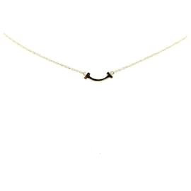 Tiffany & Co-TIFFANY & CO 18K Diamond T Smile Necklace  Metal Necklace in Excellent condition-Golden