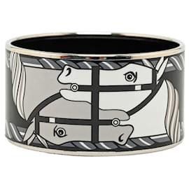 Hermès-Hermes Extra Wide Printed Enamel Bangle  Enamel Bangle in Good condition-Black