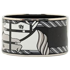 Hermès-Hermes Extra Wide Printed Enamel Bangle  Enamel Bangle in Good condition-Black