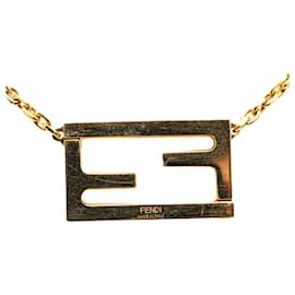 Fendi-Fendi FF Rhinestone Necklace  Metal Necklace in Good condition-Golden