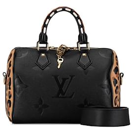 Louis Vuitton-Sac à main en cuir Louis Vuitton Monogram Empreinte Speedy Bandoulière 25 M58524 en excellent état-Noir