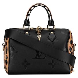 Louis Vuitton-Sac à main en cuir Louis Vuitton Monogram Empreinte Speedy Bandoulière 25 M58524 en excellent état-Noir