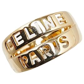 Céline-Celine 18K Logo Ring  Metal Ring in Excellent condition-Golden
