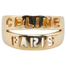 Céline-Celine 18K Logo Ring  Metal Ring in Excellent condition-Golden