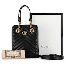 Gucci-Gucci GG Marmont Mini Tote  Leather Shoulder Bag 696123 in excellent condition-Black