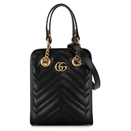 Gucci-Gucci GG Marmont Mini Tote  Leather Shoulder Bag 696123 in excellent condition-Black