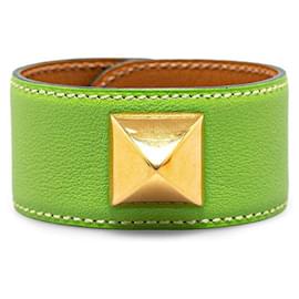 Hermès-Hermes Leather Medor Bracelet  Leather Bracelet in Good condition-Green