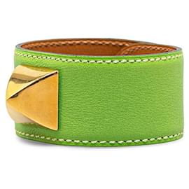 Hermès-Hermes Leather Medor Bracelet  Leather Bracelet in Good condition-Green