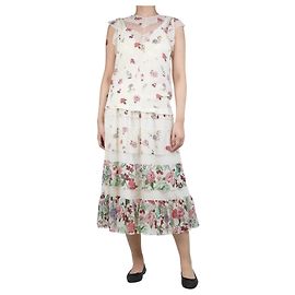 Red Valentino Conjunto creme floral e renda e saia midi - tamanho S Cru