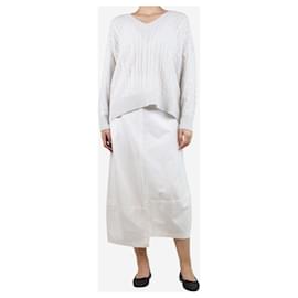 Autre Marque-White panelled midi skirt - size S-White