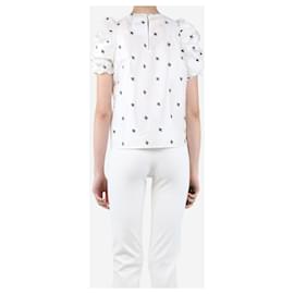 Ulla Johnson-White puff-sleeved floral embroidered top - size UK 6-White
