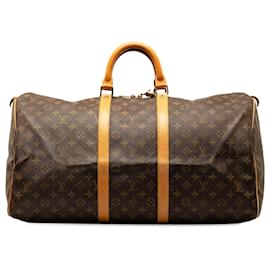 Louis Vuitton-Louis Vuitton Brown Monogram Keepall 55-Brown,Other