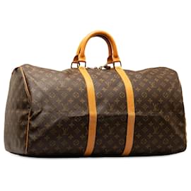 Louis Vuitton-Louis Vuitton Brown Monogram Keepall 55-Brown,Other