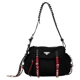 Borsa a tracolla Prada in tessuto Elektra nera Nero