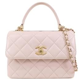 Chanel-Rabat CC tendance en cuir d'agneau rose petit Chanel-Rose