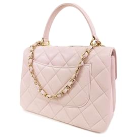 Chanel-Rabat CC tendance en cuir d'agneau rose petit Chanel-Rose