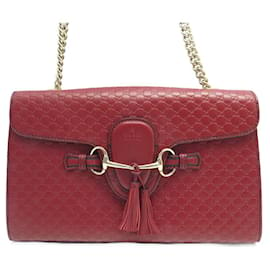 Gucci-GUCCI EMILY HANDBAG 449635 IN RED GUCCISSIMA LEATHER RED HAND BAG PURSE-Red