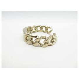 Chanel-CHANEL BRACELET CUFF BANGLE CURB CHAIN LOGO IN GOLD METAL BANGLE-Golden