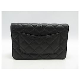 Chanel-SAC A MAIN CHANEL WALLET ON CHAIN CUIR CAVIAR BANDOULIERE WOC HAND BAG-Noir