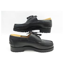 JM Weston-NEW JM WESTON DERBY BOAT SHOES 301 8.5D 42.5 BLACK LEATHER SHOE-Black