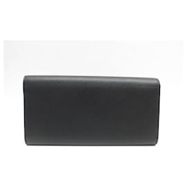 Chanel-NEUF PORTEFEUILLE CHANEL CAMELIA LOGO CC EN CUIR GRAINE NEW LEATHER WALLET-Noir