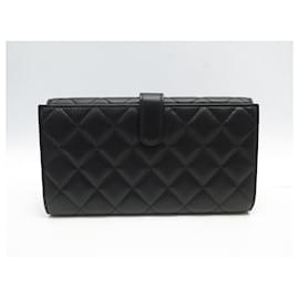 Chanel-NEUF PORTEFEUILLE CHANEL TIMELESS LOGO CC EN CUIR MATELASSE NOIR WALLET-Noir