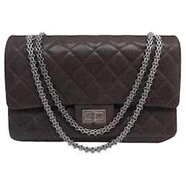 Chanel-Chanel handbag 2.55 LARGE JUMBO IRIDESCENT LEATHER CROSSBODY HAND BAG-Brown
