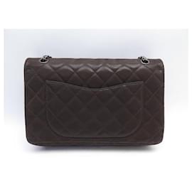 Chanel-SAC A MAIN CHANEL 2.55 GRAND JUMBO CUIR IRIDESCENT BANDOULIERE HAND BAG-Marron