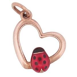 Dodo Pomellato-DODO POMELLATO PENDANT HEART PENDANT WITH LADYBUG ROSE GOLD 9K DURING-Golden