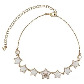 Chanel-NEUF COLLIER CHANEL CHOKER ETOILES ABC430 LOGO CC EN METAL DORE NECKLACE-Doré