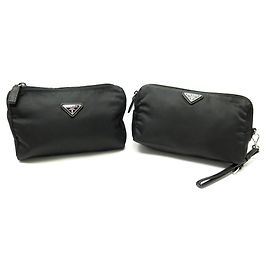 MENGE 2 PRADA BEUTEL RE-NYLON CANVAS SCHWARZ BEUTEL CANVAS BEUTEL CLUTCH Schwarz