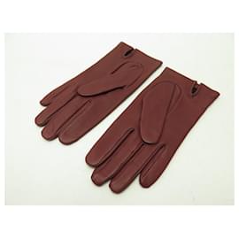 Hermès-NEUF GANTS HERMES EN CUIR BORDEAUX TAILLE 8 NEW BURGUNDY LEATHER GLOVES-Bordeaux