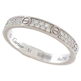 Cartier-CARTIER LOVE PM CRB RING4218200 FULL PAVE DIAMONDS 0.19CT T51 ct gold 18K RING-Silvery