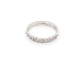 Cartier-CARTIER LOVE PM CRB RING4218200 FULL PAVE DIAMONDS 0.19CT T51 ct gold 18K RING-Silvery