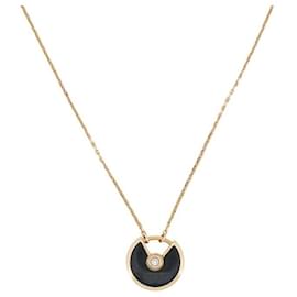 Cartier-NEW CARTIER AMULET XS NECKLACE 38-41 YELLOW GOLD ONYX AND DIAMOND CRB3047200-Yellow