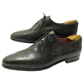 Berluti-BERLUTI SHOES 0027 ONE CUT RICHELIEU 8 42 BLACK LEATHER STAINLESS STEEL SHOES-Black