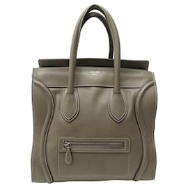 Céline-CELINE LUGGAGE MINI HANDBAG IN TAUPE GRAIN LEATHER HAND BAG PURSE-Taupe