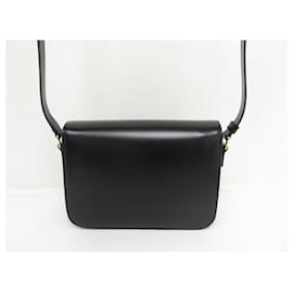 Céline-NEW CELINE TRIOMPHE HANDBAG 187363 BLACK LEATHER BLACK PURSE CROSSBODY-Black