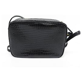 Yves Saint Laurent-NEW SAINT LAURENT LOU HANDBAG 612542 CROCO LEATHER CROSSBODY BAG-Black