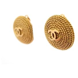 Chanel-VINTAGE CHANEL EARRINGS 1995 CC LOGO IN GOLD METAL GOLDEN EARRINGS-Golden