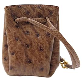 Hermès MONEDERO VINTAGE MINI HERMES VESPA DE PIEL DE AVESTRUZ BOLSO CHAIN D’ANCRE Camello