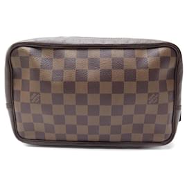 Louis Vuitton-POCHETTE TROUSSE DE TOILETTE LOUIS VUITTON 25 EN TOILE DAMIER EBENE POUCH-Marron