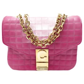 Céline-NEUF SAC A MAIN CELINE SMALL C 188403BFC CUIR MATELASSZ FUSHIA QUILTED BAG-Fuschia