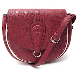 Fendi-NEUF SAC A MAIN FENDI ROUND SADDLE SELLERIA 8BT304 BANDOULIERE EN CUIR BAG-Rouge