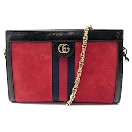 Gucci-NEW GUCCI OPHIDIA PM HANDBAG 503877 IN RED SUEDE CROSSBODY BAG NEW-Red