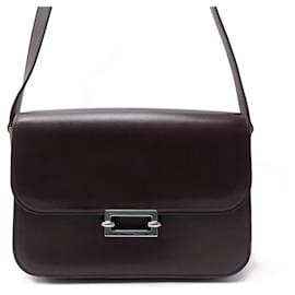 Saint Laurent-NEW SAINT LAURENT NEW CLASP HANDBAG 657186 IN BORDEAUX LEATHER HAND BAG-Dark red