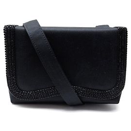 NUOVA BORSA A MANO CHANEL VINTAGE MINI POUCH BORSA A TRACOLLA IN RASO CON PERLE Nero