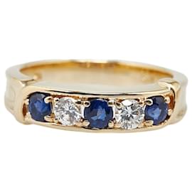 & Other Stories-K18YG Yellow Gold Sapphire 0.39ct Diamond 0.20ct Ring in Excellent Condition-Golden