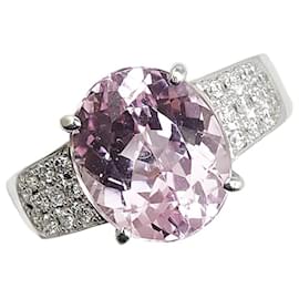 & Other Stories-Bague en or blanc K18WG avec kunzite de 5,91 ct et diamant de 0,28 ct en excellent état-Blanc