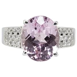 & Other Stories-Bague en or blanc K18WG avec kunzite de 5,91 ct et diamant de 0,28 ct en excellent état-Blanc